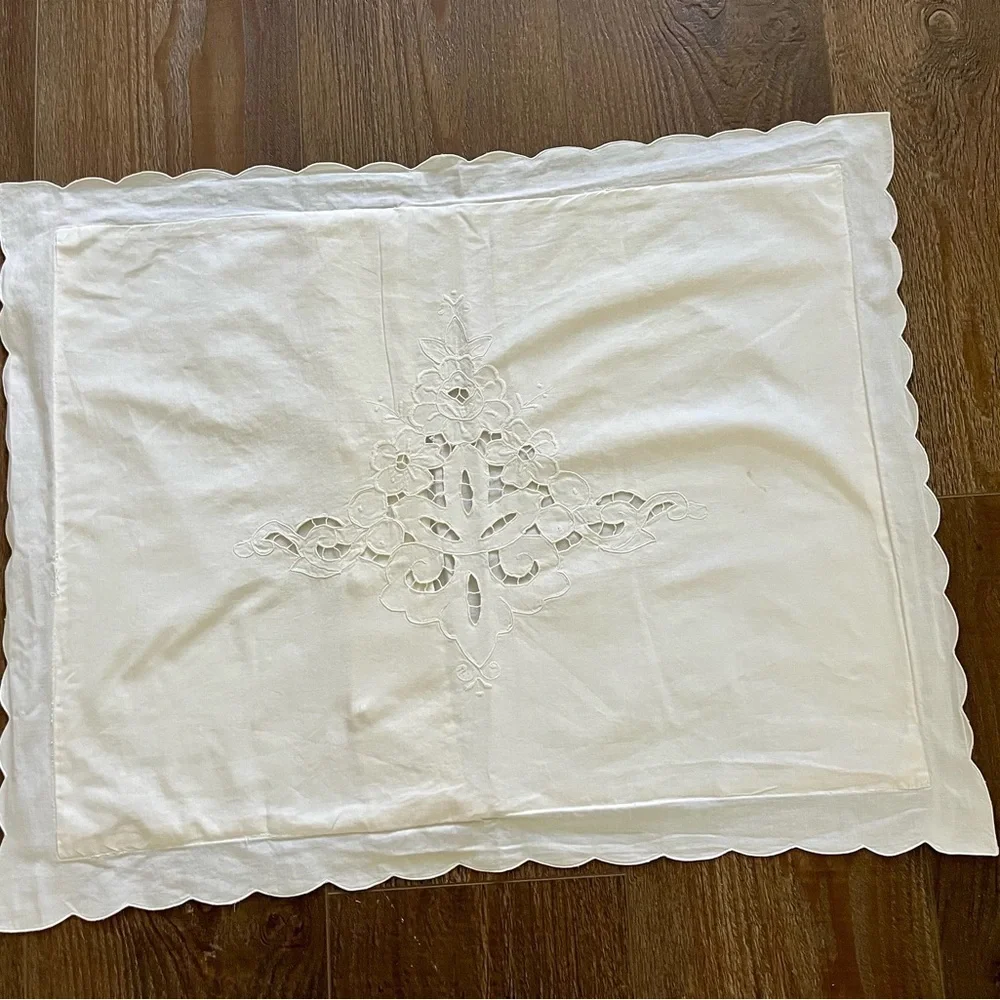 Elegant White Embroidered Pillowcase 22/28 inches